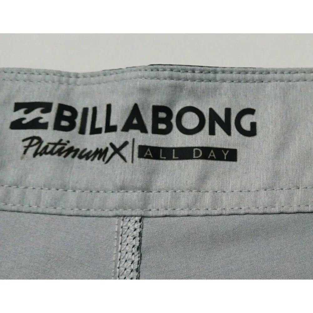 BILLABONG Platinum X All Day Board Shorts 31 Blue Black Striped Stretch Pocket